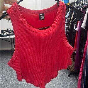 SHEIN Red Ribbed Crop Top